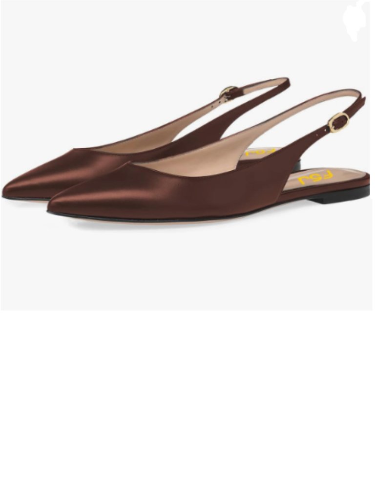 Fsj Dark Brown Pointed Toe Slingback Flats Pumps Dress Comfortable Slip On Shoes